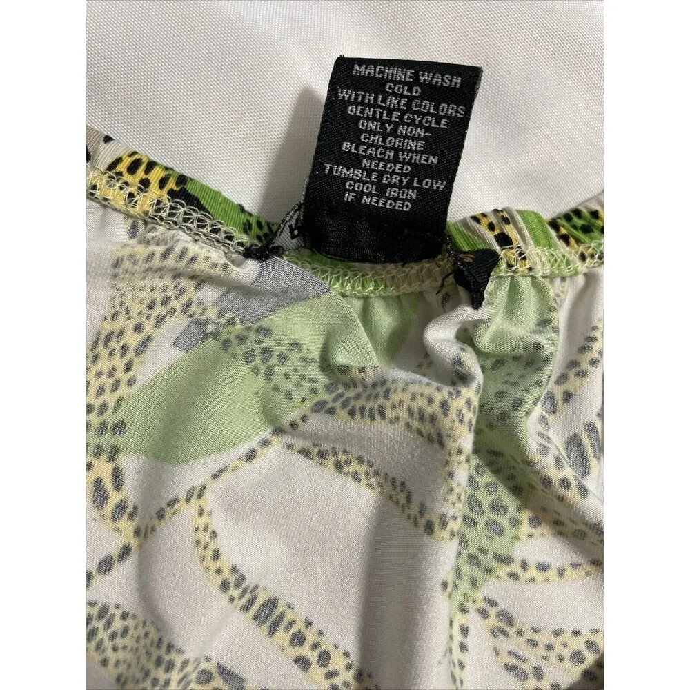 Robert Louis Women's Cold Shoulder Blouse Top Size Small Beige Tropical Print - Picture 10 of 11